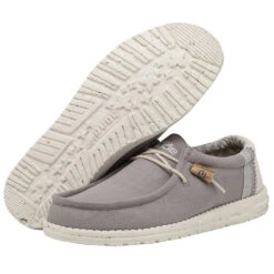 Wally Break Stitch - Grey -Heydude Store 110793297 WALLY LINEN NATURAL GREY LEFT 3 1