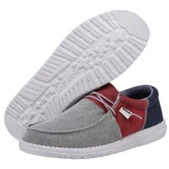 Heydude Hey Dude Men's Wally Sox Tri Fans- Red White Blue -Heydude Store 112560233 WALLY SOX TRI FANS RED WHITE BLUE LEFT 3 32769