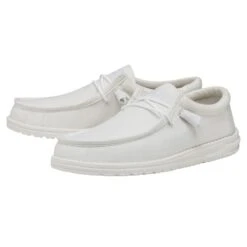 Wally Slub Canvas - White -Heydude Store 40009 100 WALLYSLUBCANVAS WHITE PAIRSIDE