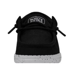 Wally Toddler Slub Canvas - Black -Heydude Store 40029 001 WALLYTODDLERSLUBCANVAS BLACK LEFTFRONT