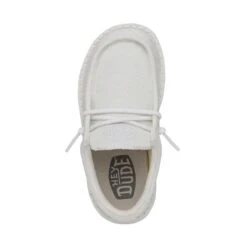 Wally Toddler Slub Canvas - White -Heydude Store 40029 100 WALLYTODDLERSLUBCANVAS WHITE LEFTTOP