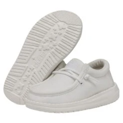 Wally Toddler Slub Canvas - White -Heydude Store 40029 100 WALLYTODDLERSLUBCANVAS WHITE PAIRBOTTOM