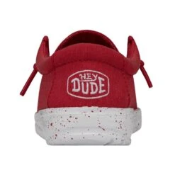 Wally Toddler Slub Canvas - Red -Heydude Store 40029 610 WALLYTODDLERSLUBCANVAS RED LEFTBACK