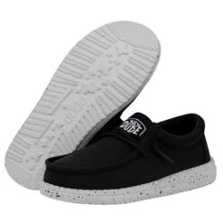 Wally Youth Slub Canvas - Black -Heydude Store 40044 001 WALLYYOUTHSLUBCANVAS BLACK PAIRBOTTOM