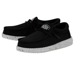 Wally Youth Slub Canvas - Black -Heydude Store 40044 001 WALLYYOUTHSLUBCANVAS BLACK PAIRSIDE 1