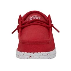 Wally Youth Slub Canvas - Red -Heydude Store 40044 610 WALLYYOUTHSLUBCANVAS RED LEFTFRONT