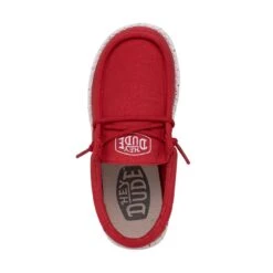 Wally Youth Slub Canvas - Red -Heydude Store 40044 610 WALLYYOUTHSLUBCANVAS RED LEFTTOP