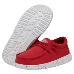 Wally Youth Slub Canvas - Red -Heydude Store 40044 610 WALLYYOUTHSLUBCANVAS RED PAIRBOTTOM