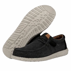 Wally Washed Canvas - Black -Heydude Store FW23 M 40296 001 WALLY WASHED CANVAS BLACK LEFT PAIROUTSOLE