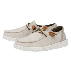 Wendy Washed Canvas - Cream -Heydude Store FW23 W 40297 13R WENDY WASHED CANVAS CREAM LEFT PAIR